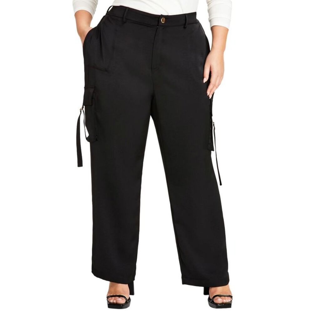 Nina Parker Womens Plus Size Straight-Leg Cargo Pants 20W Black Beauty - NWT $99